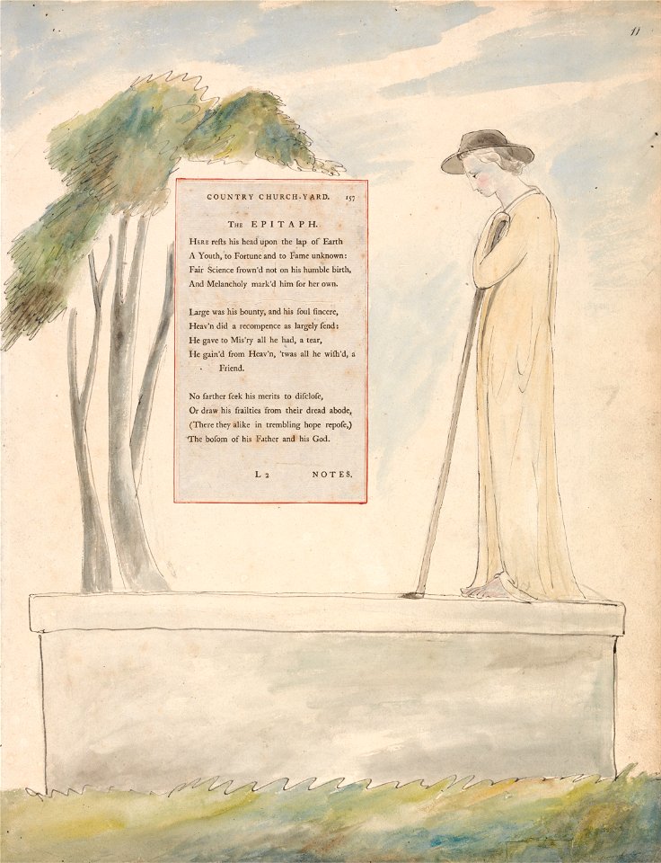 William Blake - The Poems of Thomas Gray, Design 115, Elegy Written in a Country Church-Yard. - Google Art Project