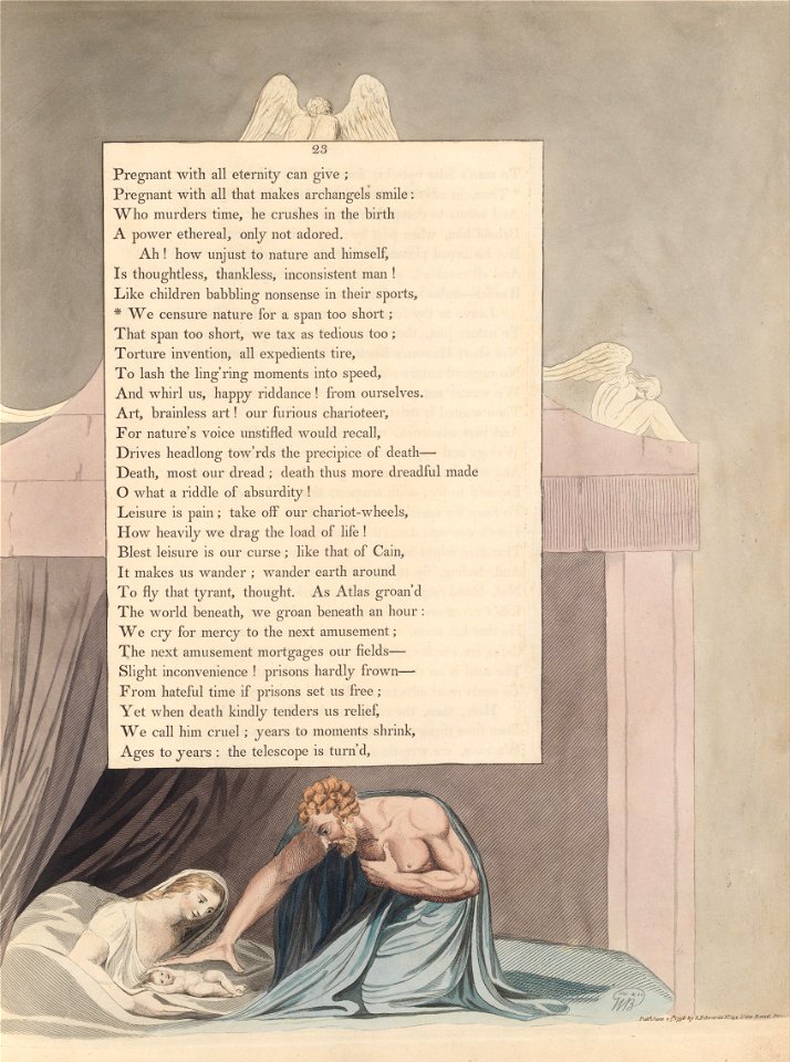 William Blake - Young's Night Thoughts, Page 23, We Censure Nature for a Span Too Short - Google Art Project