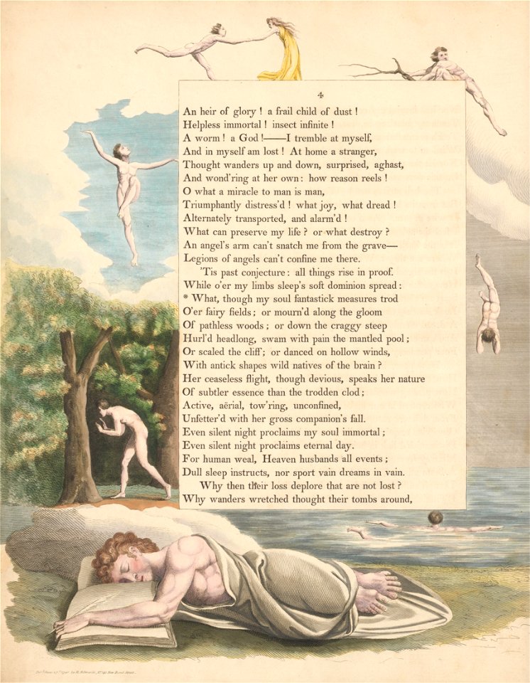 William Blake - Young's Night Thoughts, Page 4, What, though My Soul Fantastick Measures Trod - Google Art Project