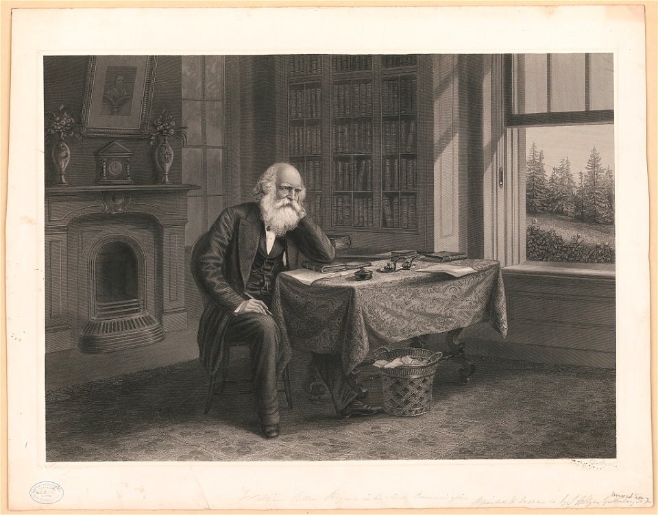 William Cullen Bryant in his study (at) Cummington - S. Hollyer. LCCN2013645199