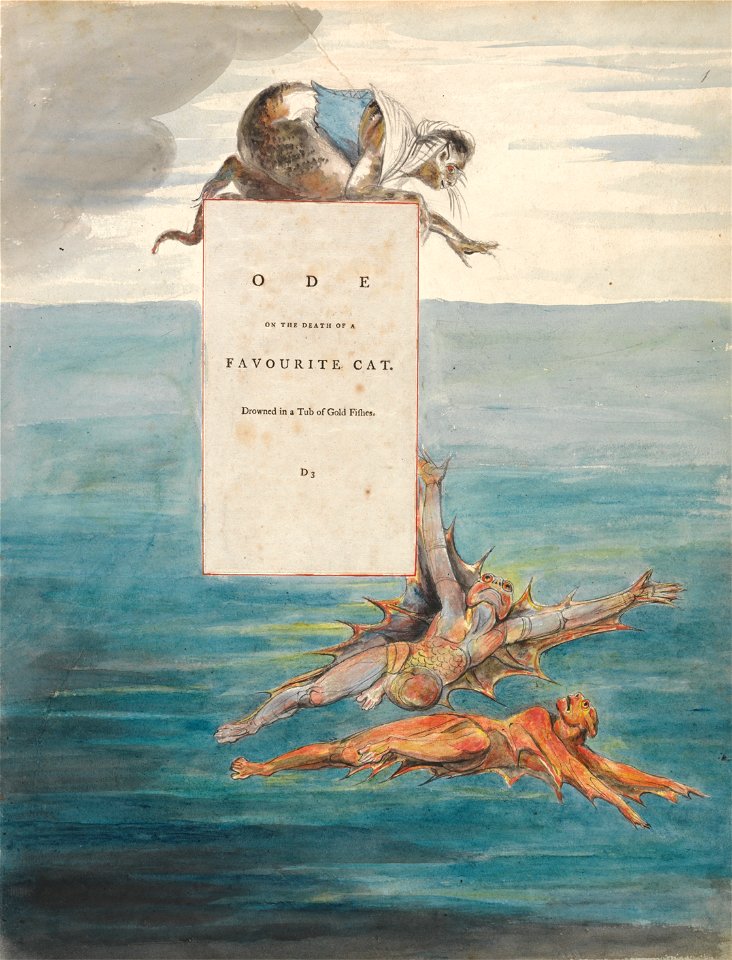 William Blake - The Poems of Thomas Gray, Design 7, Ode on the Death of a Favourite Cat. - Google Art Project
