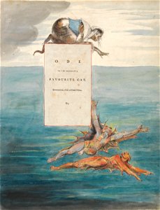William Blake - The Poems of Thomas Gray, Design 7, Ode on the Death of a Favourite Cat. - Google Art Project