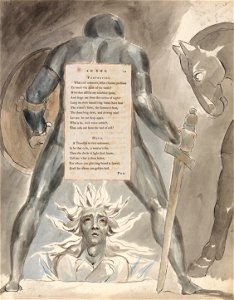 William Blake - The Poems of Thomas Gray, Design 81, The Descent of Odin. - Google Art Project