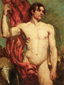 William Etty (1787-1849) - Academic Study of a Male Nude as a Standard Bearer - 515508 - National Trust