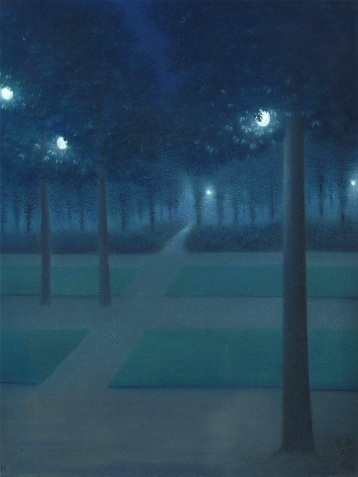 William Degouve de Nuncques - Nocturn in the Parc Royal, Brussels - Google Art Project