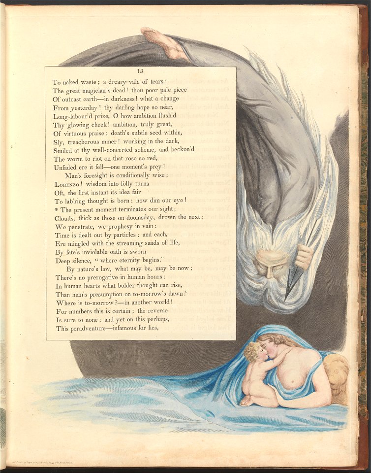 William Blake - Young's Night Thoughts, Page 13, The present moment terminates our sight - Google Art Project