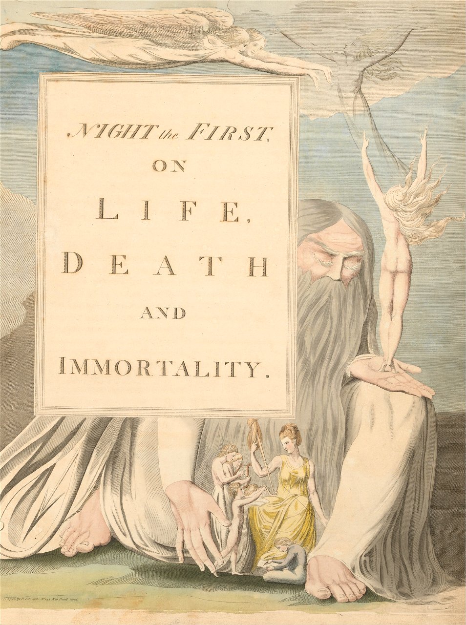 William Blake - Young's Night Thoughts, Title Page, Night the First, on Life, Death and Immortality. - Google Art Project - Traditional visual art under Public domain license William Blake - Young's Night Thoughts, Title Page, Night the First, on Life, Death and Immortality. - Google Art Project - Traditional visual art under Public domain license