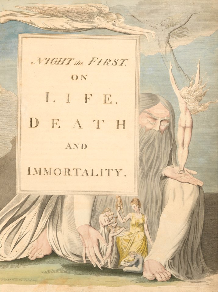 William Blake - Young's Night Thoughts, Title Page, Night the First, on Life, Death and Immortality. - Google Art Project