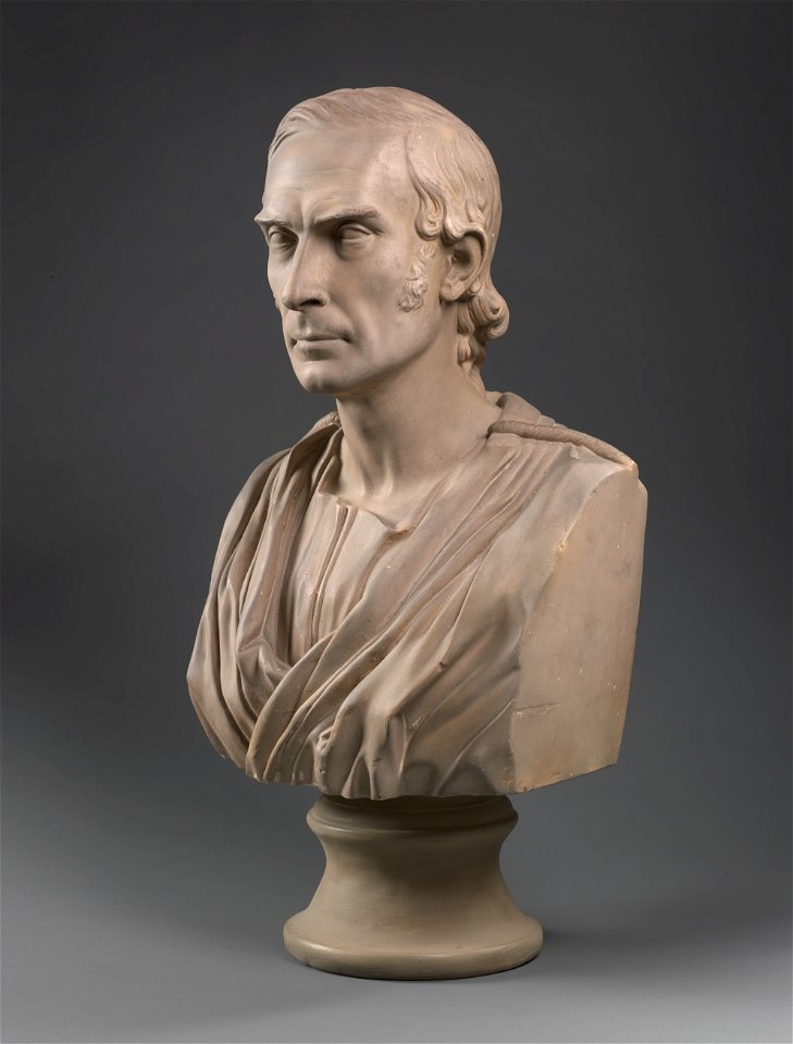 William Ellery Channing by John Cruikshanks King, 1841, painted plaster bust on a painted plaster socle, from the National Portrait Gallery - NPG-NPG 2010 67v2Channing int