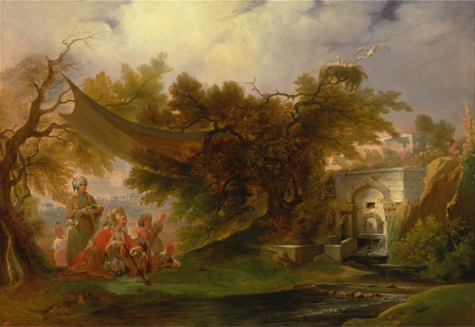 William Daniell - Indian Landscape with Figures near a Stream - Google Art Project