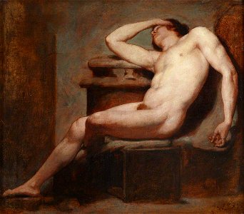 William Etty (1787-1849) - Academic Study of a Reclining Male Nude Asleep - 515700 - National Trust. Free illustration for personal and commercial use.