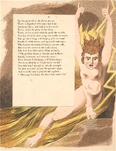 William Blake - Young's Night Thoughts, Page 95, The Goddess Bursts in Thunder and in Flame - Google Art Project