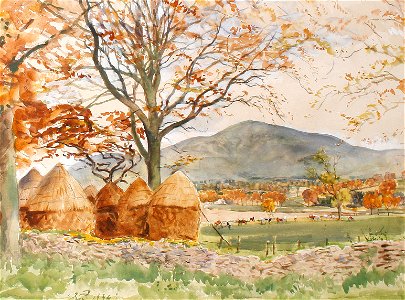 William Bruce Ellis Ranken Landscape with haystacks