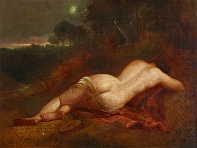 William Etty (1787-1849) (style of) - A Female Nude Asleep in a Landscape with the Evening Star - 515715 - National Trust