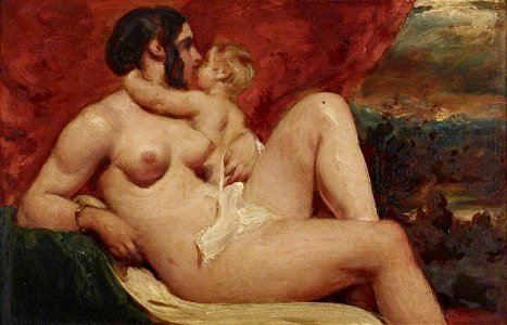 William Etty (1787-1849) - A Female Nude Embraced by a Small Child - 515511 - National Trust. Free illustration for personal and commercial use.