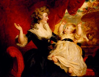William Etty (1787-1849) - Georgiana, Duchess of Devonshire, with her daughter Georgiana, later Countess of Carlisle - RCIN 404093 - Royal Collection. Free illustration for personal and commercial use.