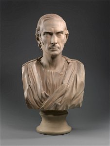 William Ellery Channing by John Cruikshanks King, 1841, painted plaster bust on a painted plaster socle, from the National Portrait Gallery - NPG-NPG 2010 67v1Channing int
