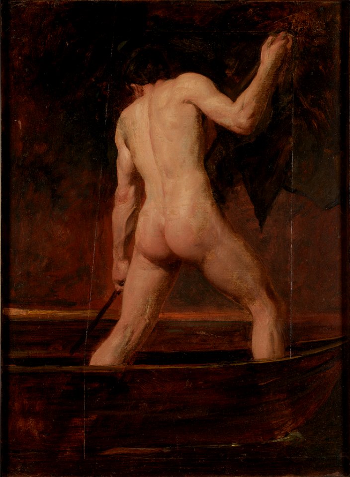 William Etty - Back View of a Standing Male Nude in a Boat - 56.055 - Rhode Island School of Design Museum