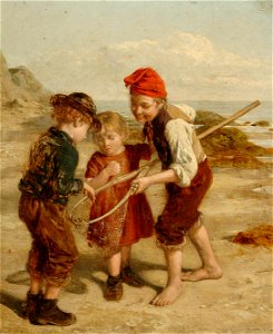 William Hemsley The little shrimpers. Free illustration for personal and commercial use.