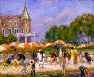 William Glackens - Beach Umbrellas at Blue Point - 1968.1 - Smithsonian American Art Museum. Free illustration for personal and commercial use.