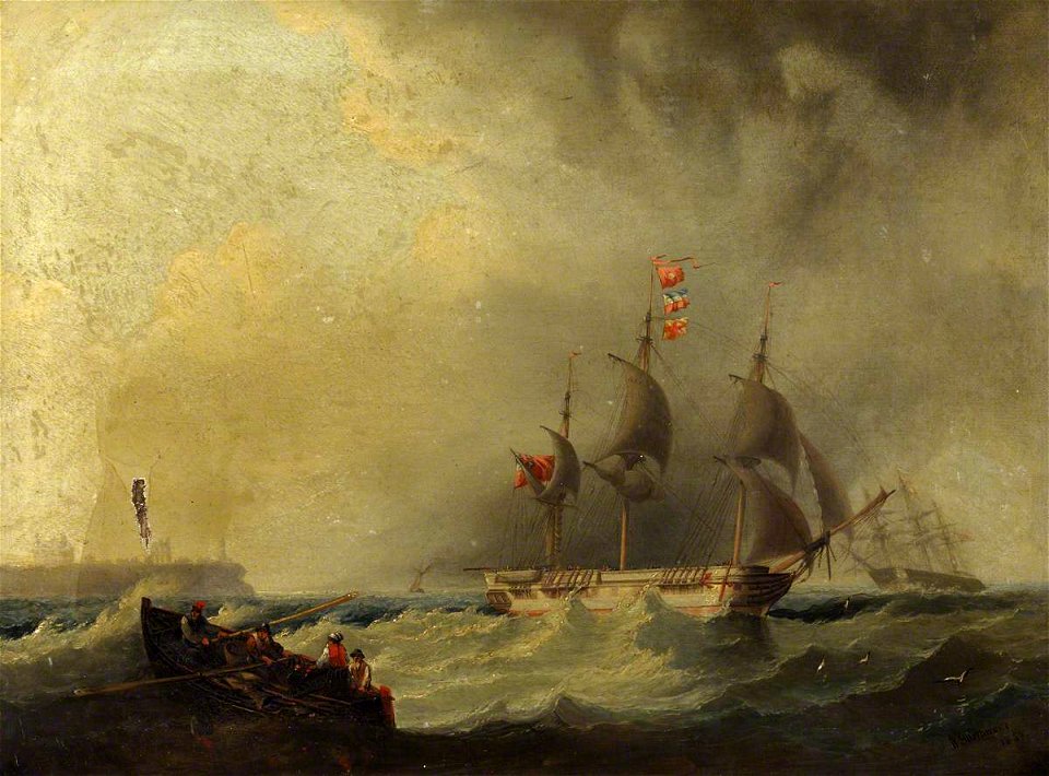 William Garthwaite (1821-1899) - The East Indiaman 'Hotspur' Leaving the Tyne on her Maiden Voyage, 1851 - BHC3409 - Royal Museums Greenwich