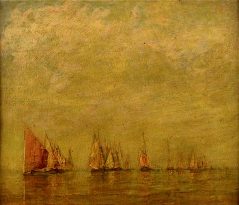 William Gedney Bunce (1840-1916) - Venetian Boats Reflected in a Calm Sea - BHC1276 - Royal Museums Greenwich