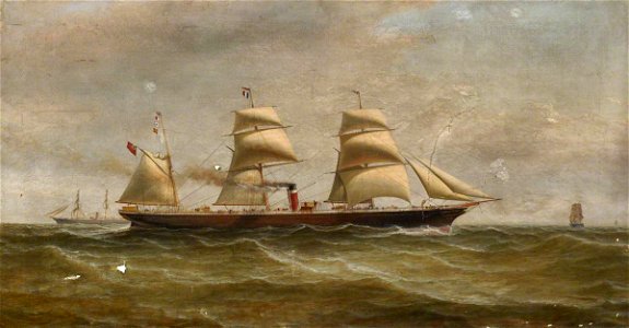 William Clark (1803-1883) - The Barque 'Hibernian' - BHC1242 - Royal Museums Greenwich. Free illustration for personal and commercial use.