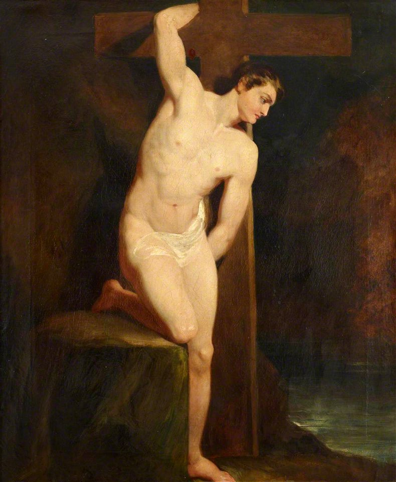 William Etty (1787-1849) - Academic Study of a Male Nude in the Same Pose as a Figure in Michelangelo’s ‘Last Judgement’ in the Sistine Chapel, Rome - 515697 - National Trust
