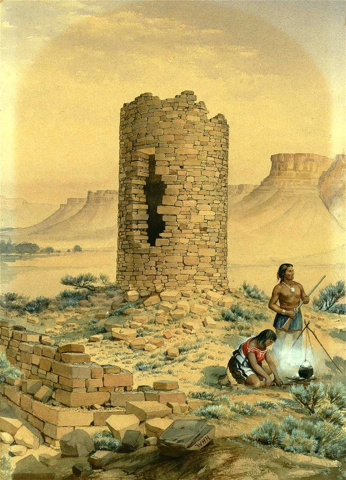 William Henry Holmes - Ancient Stone Round Tower - 1985.66.244,539 - Smithsonian American Art Museum