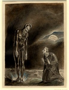 William Blake Hamlet and his Father's Ghost 1806 British Museum. Free illustration for personal and commercial use.