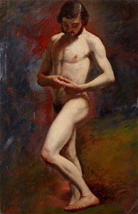 William Etty (1787-1849) - Academic Study of a Male Nude Standing - 515884 - National Trust. Free illustration for personal and commercial use.