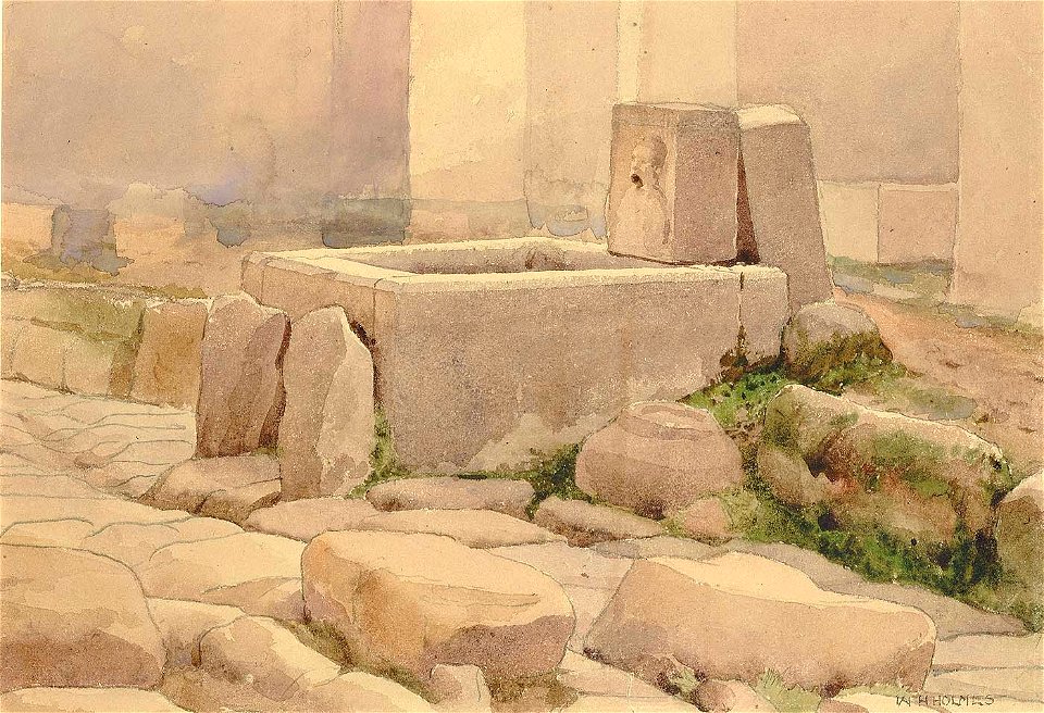 William Henry Holmes - Pompeian Fountain and Horse Trough, 1880 - 1930.12.56 - Smithsonian American Art Museum