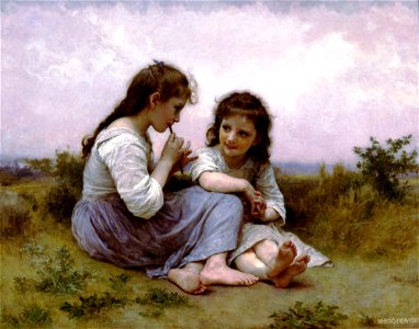 William Bouguereau A Childhood Idyll. Free illustration for personal and commercial use.