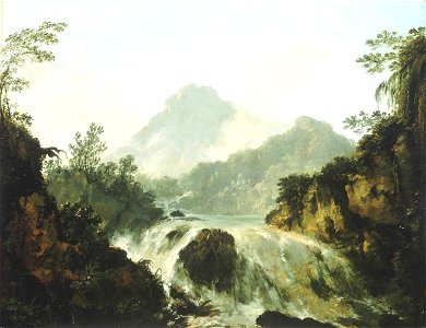 William Hodges - A Cascade in the Tuauru Valley, Tahiti. Free illustration for personal and commercial use.