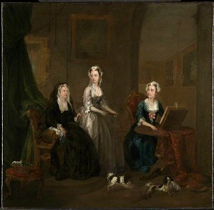 William Hogarth (1697-1764) - Three Ladies in a Grand Interior ('The Broken Fan'), possibly Catherine Darnley, Duchess of Buckingham with Two Ladies - T11756 - Tate