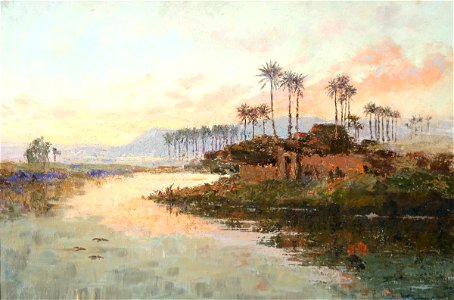 William Francis Barraud - The Sacred Lake of Karnak - Sarjeant Gallery. Free illustration for personal and commercial use.