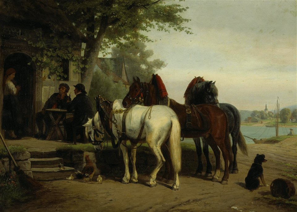 William Hahn - The halt at the inn, 1867