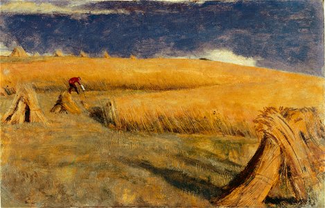 William Holman Hunt - Cornfield at Ewell. Free illustration for personal and commercial use.