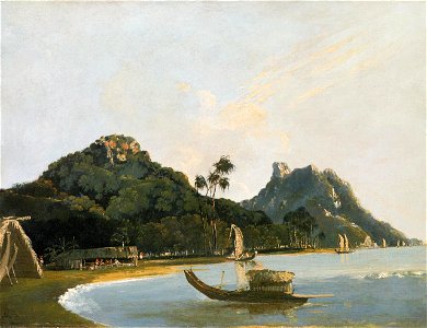 William Hodges, View of part of Owharre (Fare) Harbour, Island of Huahine, 1774. Free illustration for personal and commercial use.