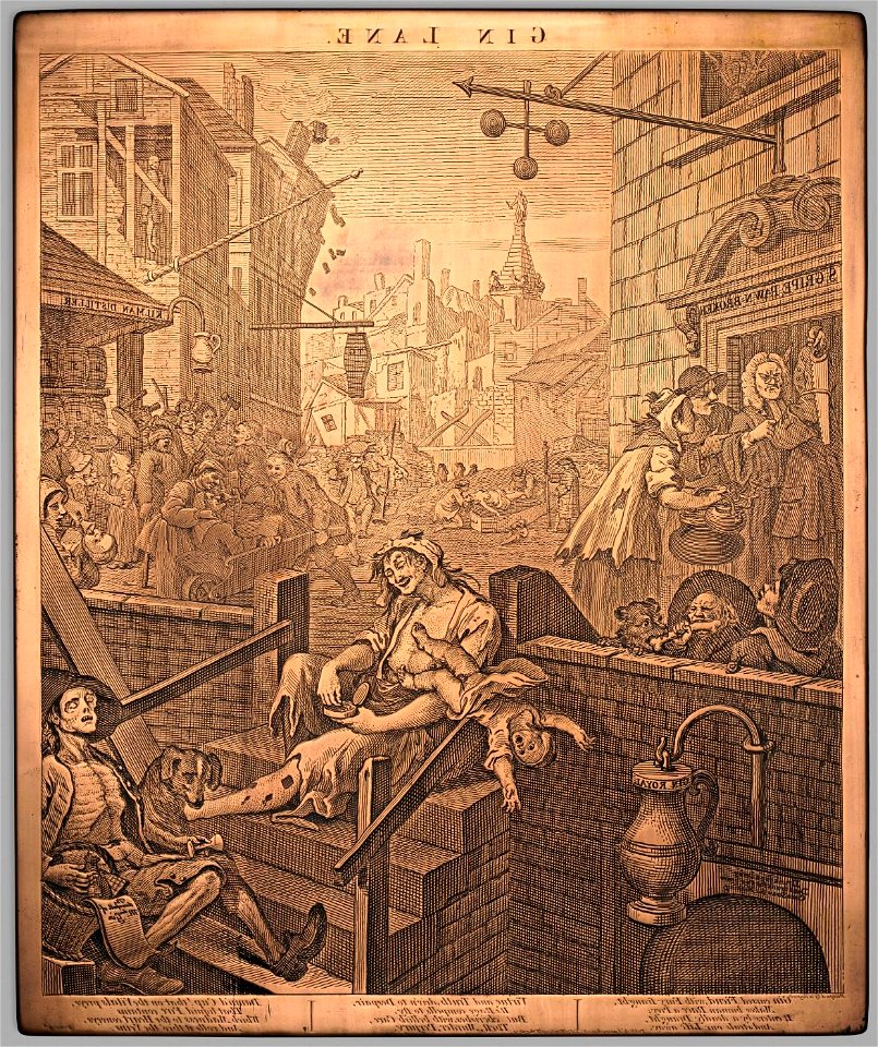 William Hogarth - Gin Lane (copperplate)