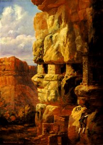 William Henry Holmes - Cliff Houses on the Rio Mancos, Colorado - 1985.66.244,537 - Smithsonian American Art Museum