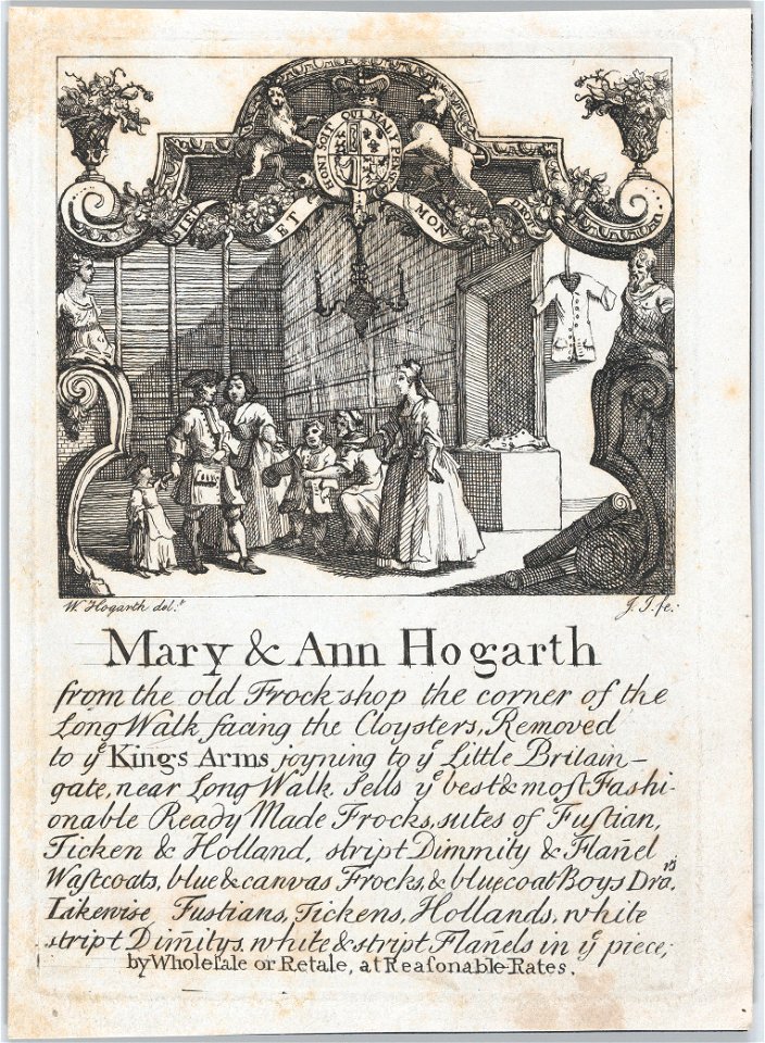 William Hogarth - Mary and Ann Hogarth shop-card