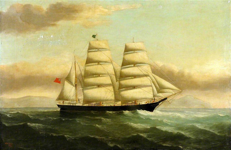 William Horde Yorke (1847-1921) - The Barque 'Minnie Carvill' - BHC3493 - Royal Museums Greenwich. Free illustration for personal and commercial use.