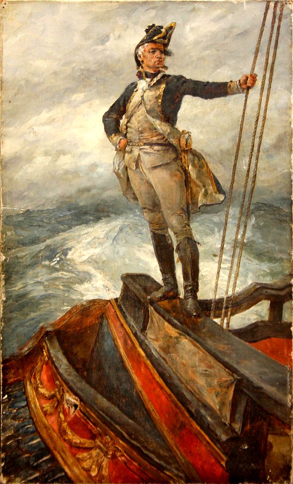 William Heysmann Overend Naval Captain on the Poop deck taffrail
