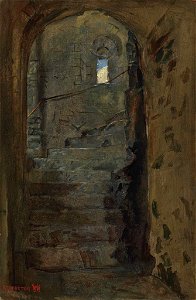 William Holman Hunt - A staircase at Rochester Castle, Kent