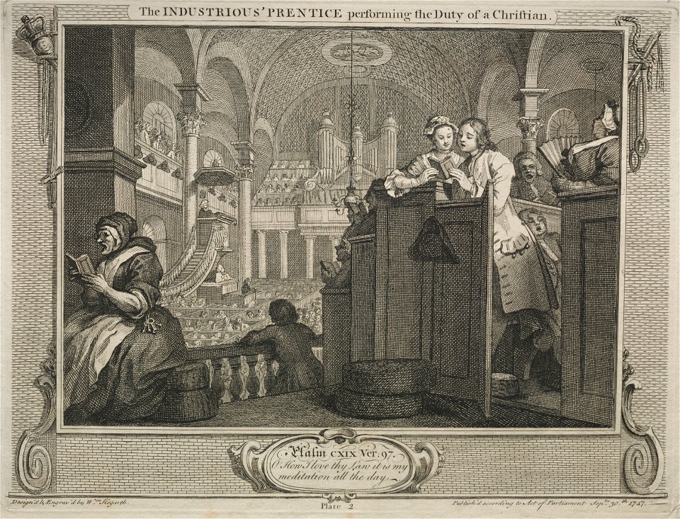 William Hogarth (British, 1697-1764) - Industry and Idleness, The Industrious Prentice Performing the Duty of a Christian - 1967.119 - Cleveland Museum of Art