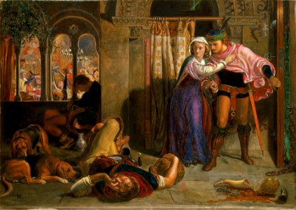 William Holman Hunt - The flight of Madeline and Porphyro during the drunkenness attending the revelry (The Eve of St. Agnes) - Google Art Project