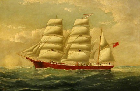 William Horde Yorke (1847-1921) - The Barque 'J. H. Marsters' in Full Sail - BHC3427 - Royal Museums Greenwich. Free illustration for personal and commercial use.