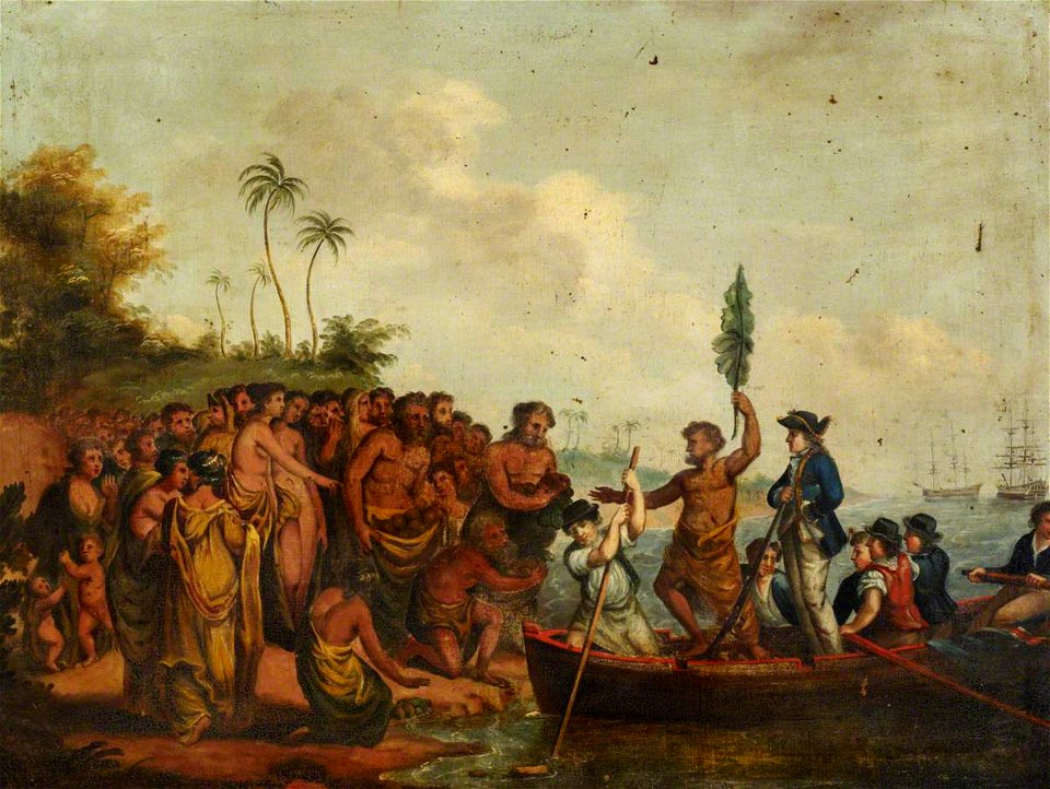 William Hodges (1744-1797) (after) - Landing of Captain Cook at Middleburg, Friendly Islands - BHC1802 - Royal Museums Greenwich