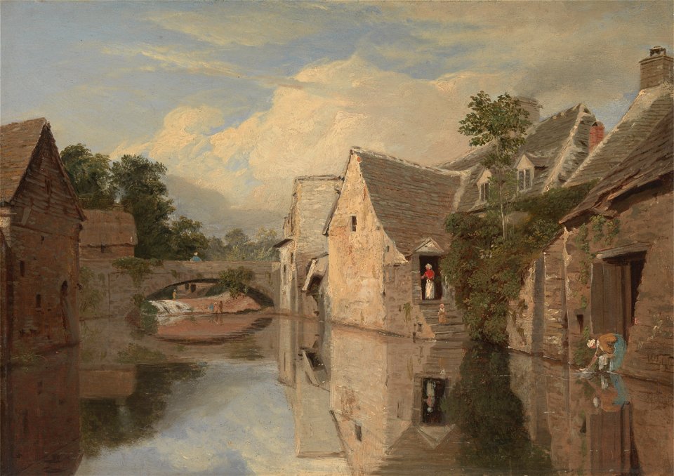William Linton - Cottages by a River - Google Art Project